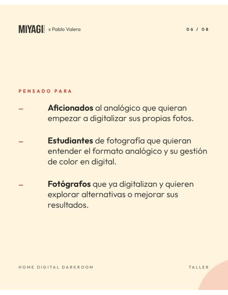 Taller Home Digital Darkroom con Pablo Valera · 17 octubre (Miyagi Dojo 1)